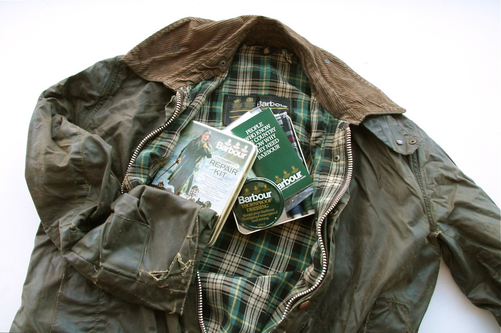 Old Barbour Jacket and Repair Kit 